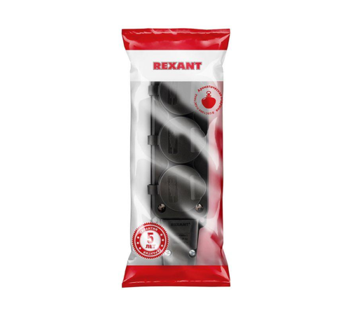 Розетка штепсельная трехместная влагозащ. с/з 16А IP54 каучук Rexant 111-113 Розетка штепсельная трехместная влагозащ. с/з 16А IP54 каучук Rexant 111-113