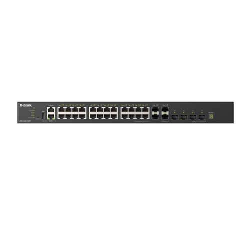 D-Link DXS-3410-32SY/E Управляемый L3 стекируемый коммутатор с 28 портами 10GBase-X SFP+ и 4 портами 25GBase-X SFP28