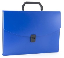 Портфель Бюрократ -BPP13BLUE 13 отдел. A4 пластик 0.7мм синий