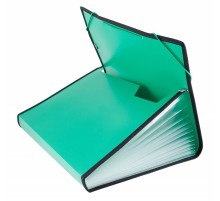 Портфель Бюрократ -BPR13LGRN 13 отдел. A4 с окантовкой пластик 0.7мм зеленый