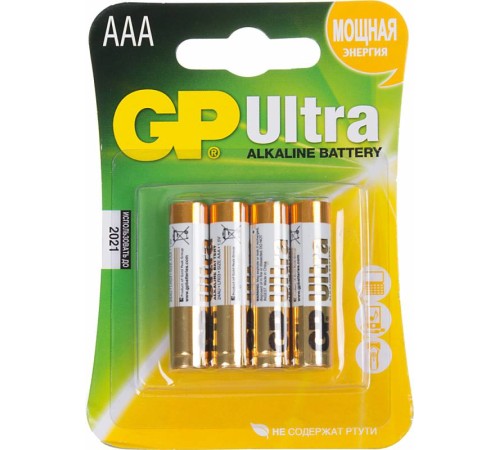 Батарея GP Ultra Alkaline 24AU LR03 AAA (4шт)