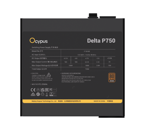 Блок питания Ocypus Delta P750, 750W, APFC, 80+ Bronze, ATX 3.1, 120mm Fan (P750-BF) Блок питания Ocypus Delta P750, 750W, APFC, 80+ Bronze, ATX 3.1, 120mm Fan (P750-BF)