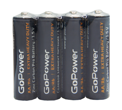 Батарейка GoPower R6 AA Shrink 4 Heavy Duty 1.5V (4/60/1200) Батарейка GoPower R6 AA (00-00015592)