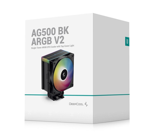 Кулер для процессора DEEPCOOL AG500 BK ARGB V2 черный 120мм алюминий+медь 1900rpm 29.4db 40pin 240W 160мм Кулер для процессора DEEPCOOL AG500 BK ARGB V2 черный 120мм алюминий+медь 1900rpm 29.4db 40pin 240W 160мм