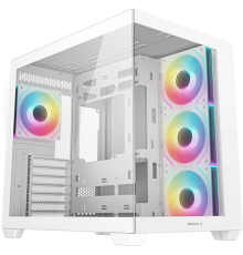 Корпус Deepcool CG530 4F WH без БП, боковое окно (панорама), 3x120мм ARGB Reverce вентилятора на боковой стенке, 1x120мм ARGB вентилятор сзади, белый, ATX