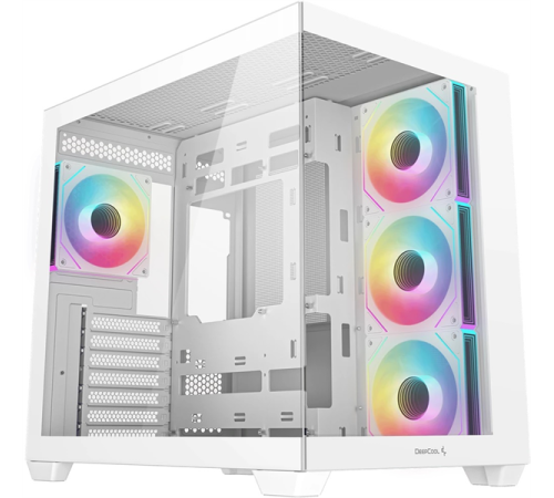Корпус Deepcool CG530 4F WH без БП, боковое окно (панорама), 3x120мм ARGB Reverce вентилятора на боковой стенке, 1x120мм ARGB вентилятор сзади, белый, ATX