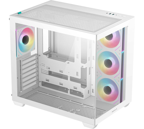 Корпус Deepcool CG530 4F WH без БП, боковое окно (панорама), 3x120мм ARGB Reverce вентилятора на боковой стенке, 1x120мм ARGB вентилятор сзади, белый, ATX