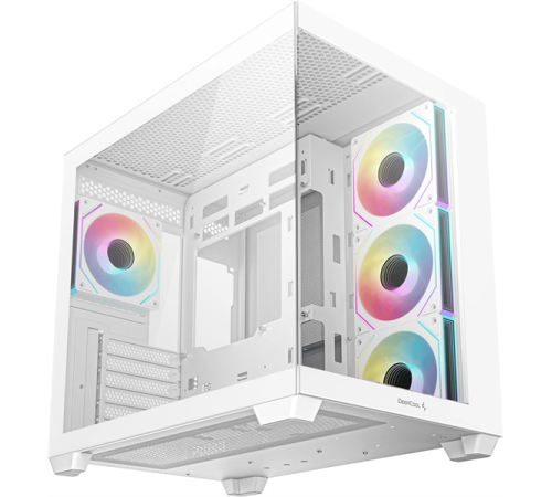 Корпус Deepcool CG530 4F WH без БП, боковое окно (панорама), 3x120мм ARGB Reverce вентилятора на боковой стенке, 1x120мм ARGB вентилятор сзади, белый, ATX