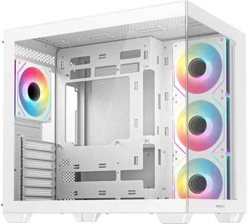 Корпус Deepcool CG530 4F WH без БП, боковое окно (панорама), 3x120мм ARGB Reverce вентилятора на боковой стенке, 1x120мм ARGB вентилятор сзади, белый, ATX