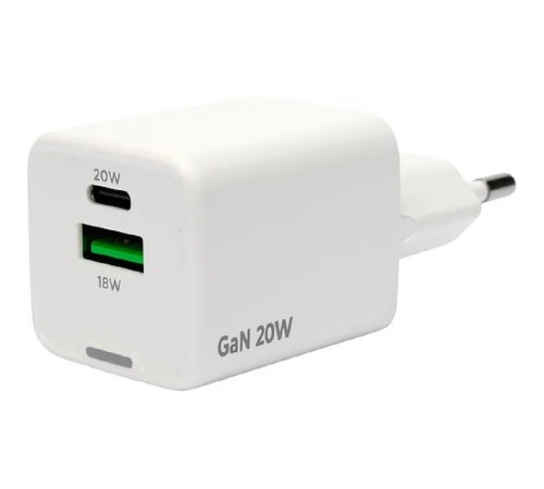Cablexpert зарядное устройство 20Вт GaN, 3А, QC4.0/PD, 1xUSB, 1xType-C, белый, пакет (MP3A-PC-61) Cablexpert зарядное устройство 20Вт GaN, 3А, QC4.0/PD, 1xUSB, 1xType-C, белый, пакет (MP3A-PC-61)
