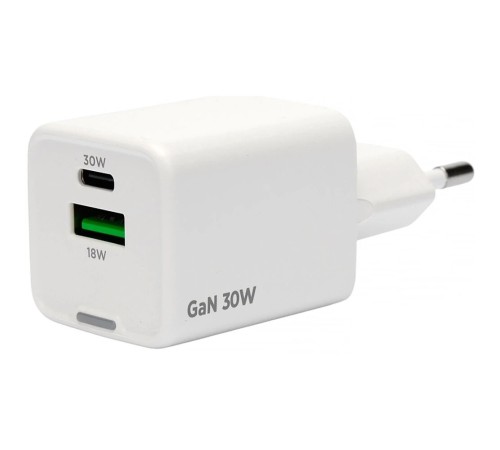 Cablexpert зарядное устройство 30Вт GaN, 3А, QC4.0/PD, 1xUSB, 1xType-C, белый, пакет (MP3A-PC-63) Cablexpert зарядное устройство 30Вт GaN, 3А, QC4.0/PD, 1xUSB, 1xType-C, белый, пакет (MP3A-PC-63)