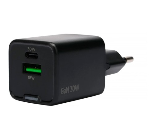 Cablexpert зарядное устройство 30Вт GaN, 3А, QC4.0/PD, 1xUSB, 1xType-C, черный, пакет (MP3A-PC-64) Cablexpert зарядное устройство 30Вт GaN, 3А, QC4.0/PD, 1xUSB, 1xType-C, черный, пакет (MP3A-PC-64)