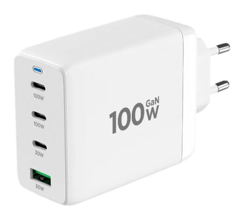 Cablexpert зарядное устройство 100Вт GaN, 5A, QC5.0/PD, 3xType-C, 1xUSB, белый, коробка (MP3A-PC-66) Cablexpert зарядное устройство 100Вт GaN, 5A, QC5.0/PD, 3xType-C, 1xUSB, белый, коробка (MP3A-PC-66)