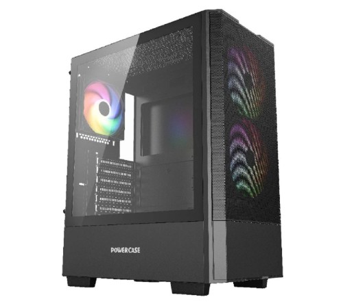 Powercase Mistral AY3B ARGB, Tempered Glass, 2x 140mm +1x 120mm ARGB Fans, чёрный, ATX  (CMAYB-A3)