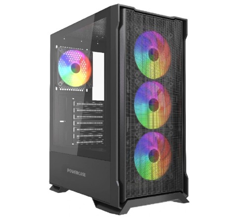 Powercase Mistral AZ4B ARGB, Tempered Glass, 4x 120mm ARGB Fans, чёрный, ATX  (CMAZB-A4)
