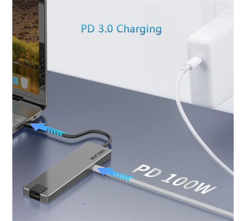 Док-станция WAVLINK USB-C  Travel Mini/100W PowerDelivery/ 1xUSB3.0/1xUSB2.0/1xHDMI 4K 60HZ/1xGigabit LAN/SD/Micro SD Card Reader