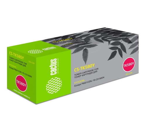 Картридж лазерный Cactus CS-TK580Y желтый (2800стр.) для Kyocera FS-C5150DN/P6021 Ecosys