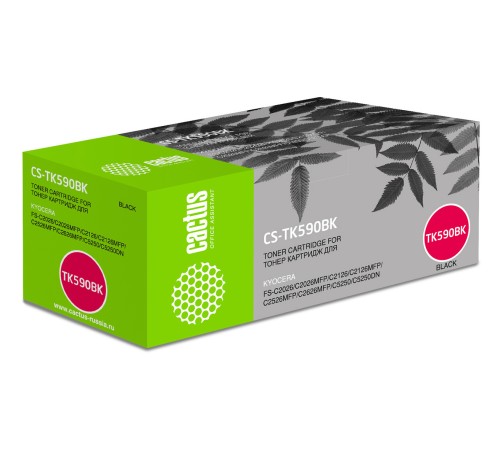 Картридж лазерный Cactus CS-TK590BK черный (7000стр.) для Kyocera FS-C2026MFP/C2126MFP/C2526MFP/C2626MFP/C5250DN
