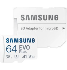 Флеш карта microSDXC 64Gb Samsung EVO Plus (R/W 130/90 Mb/s, adapter) (MB-MC64SA/EU)