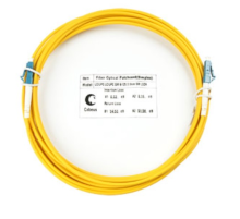 Комм. шнур оптический Cabeus Tight Buffer, Simplex LC/LC, OS2 9/125, LSZH, 10м, Ø 2мм, синий хвостовик, цвет: жёлтый