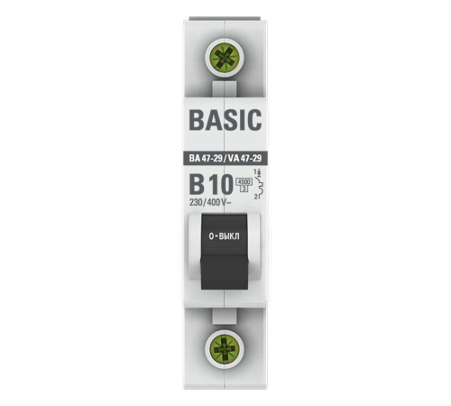 EKF mcb4729-1-10-B Автоматический выключатель 1P 10А (B) 4,5кА ВА 47-29 EKF Basic EKF mcb4729-1-10-B Автоматический выключатель 1P 10А (B) 4,5кА ВА 47-29 EKF Basic