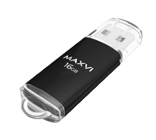Maxvi USB Drive 16GB MP black, монолит с колпачком, металл + ABS пластик, USB 2.0 Maxvi USB Drive 16GB MP black, монолит с колпачком, металл + ABS пластик, USB 2.0