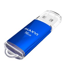 Maxvi USB Drive 16GBMP blue, монолит с колпачком, металл + ABS пластик, USB 2.0