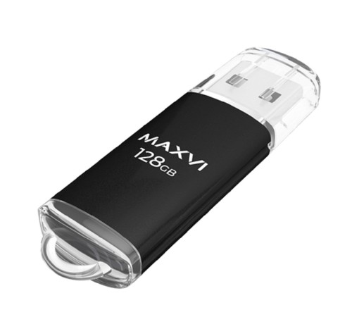 Maxvi USB Drive 128GB MP black, монолит с колпачком, металл + ABS пластик, USB 2.0 Maxvi USB Drive 128GB MP black, монолит с колпачком, металл + ABS пластик, USB 2.0