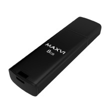 Maxvi USB Drive 8GB MP2 black, монолит с колпачком, ABS пластик + металл, USB 2.0