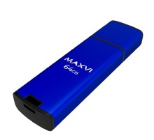 Maxvi USB Drive 64GB MP2 black, монолит с колпачком, ABS пластик + металл, USB 2.0