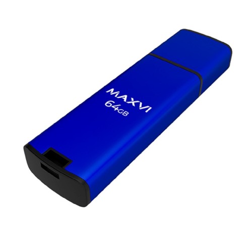 Maxvi USB Drive 64GB MP2 blue, монолит с колпачком, ABS пластик + металл, USB 2.0