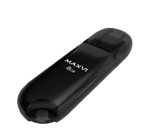 Maxvi USB Drive 8GB P1 black, монолит с колпачком, ABS пластик, USB 2.0
