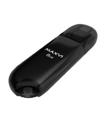 Maxvi USB Drive 8GB P1 black, монолит с колпачком, ABS пластик, USB 2.0