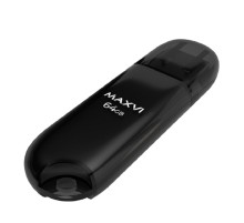 Maxvi USB Drive 64GB P1 black, монолит с колпачком, ABS пластик, USB 2.0