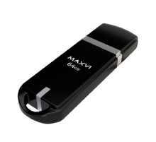 Maxvi USB Drive 64GB P3 black, монолит с колпачком, ABS пластик, USB 2.0