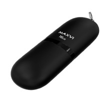 Maxvi USB Drive 16GB SF black, монолит с колпачком, soft touch, USB 2.0