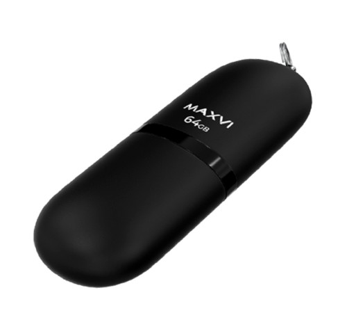 Maxvi USB Drive 64GB SF black, монолит с колпачком, soft touch, USB 2.0 Maxvi USB Drive 64GB SF black, монолит с колпачком, soft touch, USB 2.0