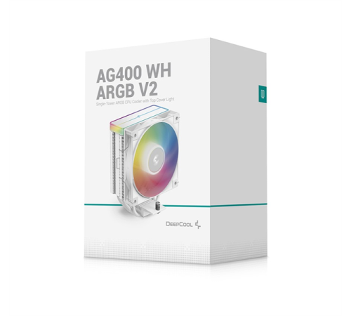 Кулер для процессора DEEPCOOL AG400 WH ARGB V2 LGA1851/1700/1200/115X/AM5/AM4 (18шт/кор, TDP 220W, PWM, ARGB Fan 120mm, 4 тепл. трубки, белый) RET Кулер для процессора DEEPCOOL AG400 WH ARGB V2 LGA1851/1700/1200/115X/AM5/AM4 (18шт/кор, TDP 220W, PWM, ARGB Fan 120mm, 4 тепл. трубки, белый) RET