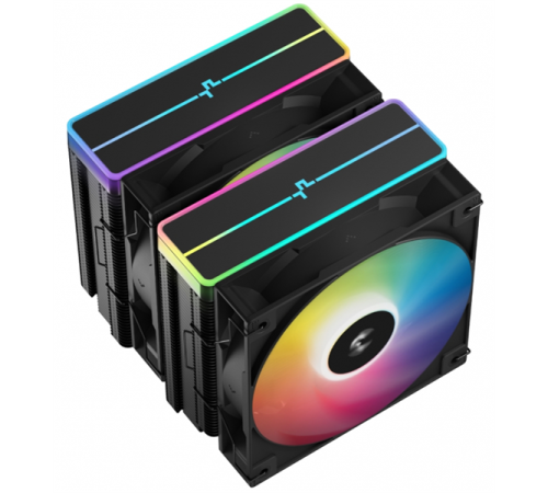 Кулер для процессора DEEPCOOL AG620 BK ARGB V2 LGA20XX/1700/1200/115X/AM5/AM4 (9шт/кор, TDP 260W, PWM, ARGB DUAL Fan 120mm, 6 тепл. трубок, черный) RET Кулер для процессора DEEPCOOL AG620 BK ARGB V2 LGA20XX/1700/1200/115X/AM5/AM4 (9шт/кор, TDP 260W, PWM, ARGB DUAL Fan 120mm, 6 тепл. трубок, черный) RET