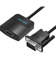 Мультимедиа конвертер Vention VGA + аудио > HDMI, гибкий, черный Мультимедиа конвертер Vention VGA M/HDMI F/mini Jack 3.5 mm F/micro USB 2.0 Type-B F (ACNBB)