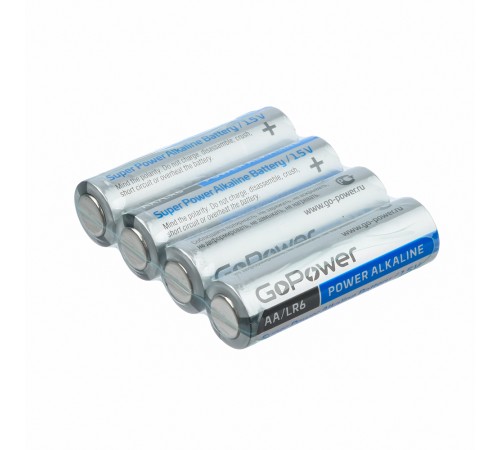 Батарейка GoPower LR6 AA Shrink 4 Alkaline 1.5V (4/20/640) коробка (20 шт.) Батарейка GoPower LR6 AA (00-00017748)