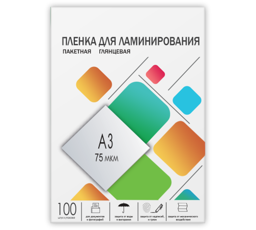 Пленка 303х426 (75 мик) 100 шт. Гелеос Пленка для ламинирования A3, 303х426 (75 мкм) глянцевая 100шт, ГЕЛЕОС [LPA3-75]
