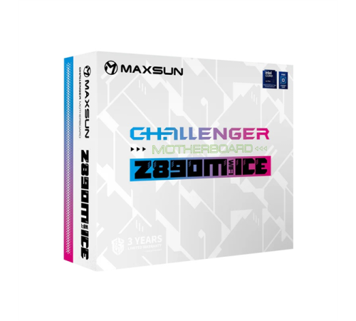 Материнская плата MAXSUN MS-Challenger Z890M WIFI ICE, LGA1851, Z890, 2*DDR5, 3*SATA3, 2*M.2, USB 3.2, USB 2.0, Type-C, 1*PCIEx16, 1*PCIex4, 1*PCIex1, HDMI+DP, mATX