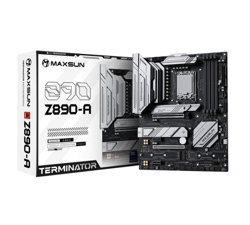 Материнская плата MAXSUN MS-Terminator Z890-A, LGA1851, Z890, 4*DDR5, 4*SATA3, 4*M.2, USB 3.2, USB 2.0, Type-C, 4*PCIEx16, HDMI+DP, ATX