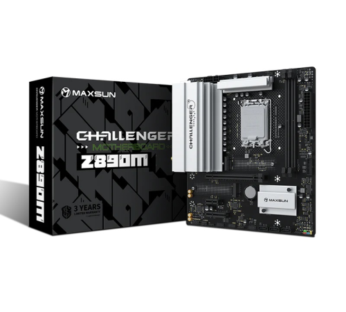 Материнская плата MAXSUN MS-Challenger Z890M, LGA1851, Z890, 2*DDR5, 3*SATA3, 2*M.2, USB 3.2, USB 2.0, Type-C, 1*PCIEx16, 1*PCIex4, 1*PCIex1, HDMI+DP, mATX