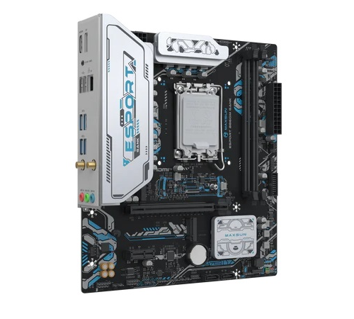 Материнская плата MAXSUN MS-eSport B860M GANK WIFI, LGA1851, B860, 2*DDR5, 2*SATA3, 2*M.2, USB 3.2, USB 2.0, 1*PCIEx16, 1*PCIex1, HDMI+DP, mATX