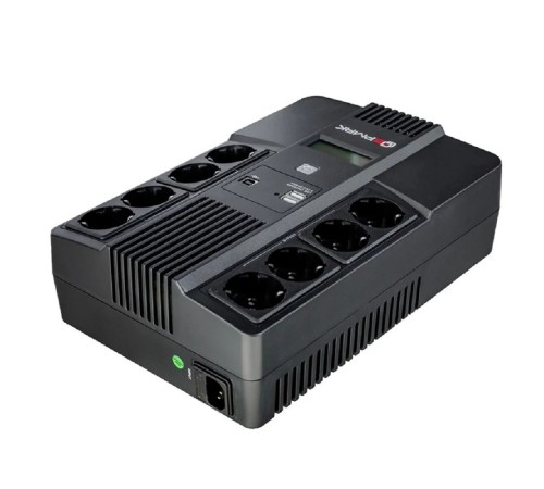 Ермак ИБП Линейно-интерактивный 1000 ВА/600 Вт, 8xSchuko,  ЖК, 2 х USB (СБП ЕРМАК 220-220.1-32-ВУ)