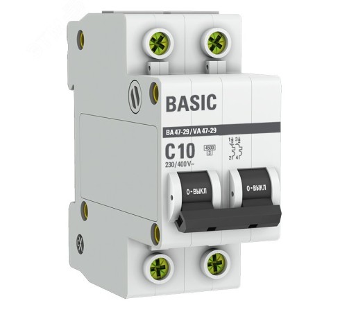 EKF mcb4729-2-10C Автоматический выключатель 2P 10А (C) 4,5кА ВА 47-29 EKF Basic EKF mcb4729-2-10C Автоматический выключатель 2P 10А (C) 4,5кА ВА 47-29 EKF Basic