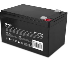 Батарея SVEN SV 12120 (12V 12Ah), напряжение 12В, емкость 12А*ч, макс. ток разряда 180А, макс. ток заряда 3.6А, свинцово-кислотная типа AGM, тип клемм F2 Sven SV-0222012