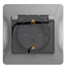 Systeme electric GSL000348 GLOSSA РОЗЕТКА с заземлением со шторками с крышкой, 16А, IP44, в сборе, АЛЮМИНИЙ